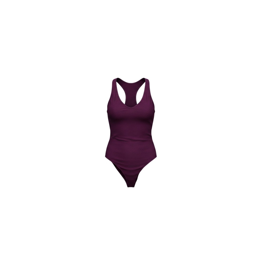 Ambiance Bodysuit Womens Medium Purple Racerback Ribbed V-Neck 69407